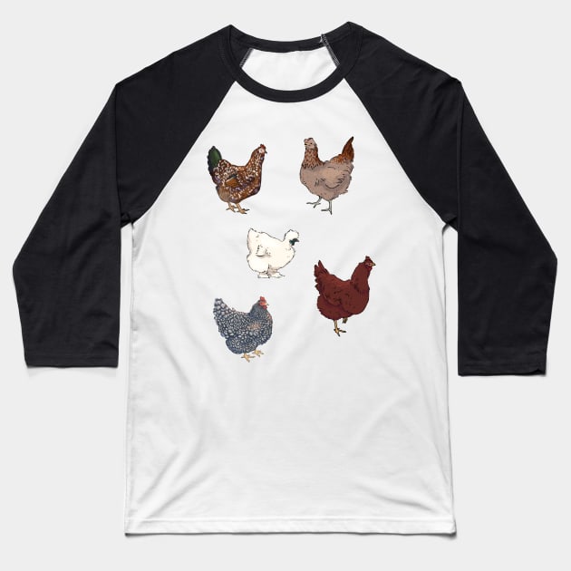 Flock of Chickens Baseball T-Shirt by E. Leary Art